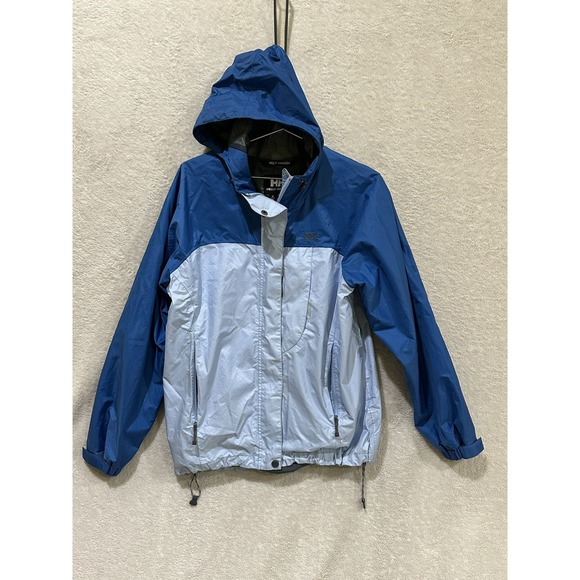 Helly Hansen Other - Helly Hansen Rain Jacket Mens Medium Blue Hooded Packable Helly Tech Nylon